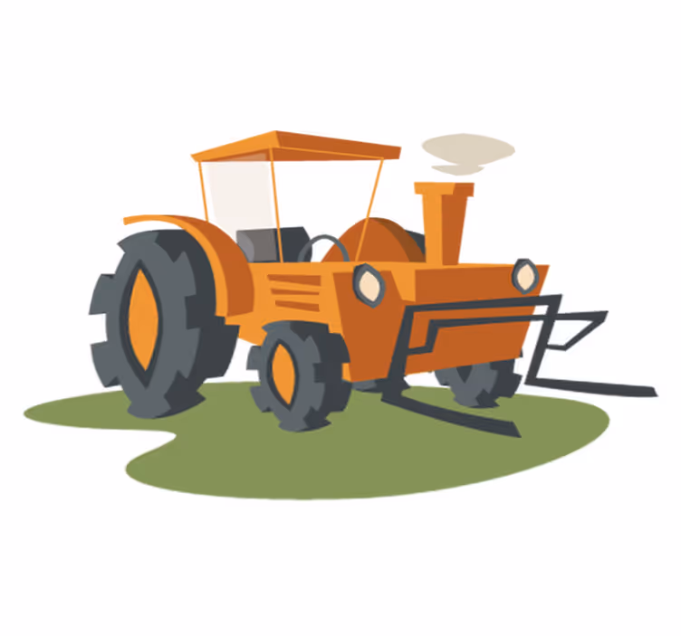 Kids vinyl carpet orange tractor design - TenStickers