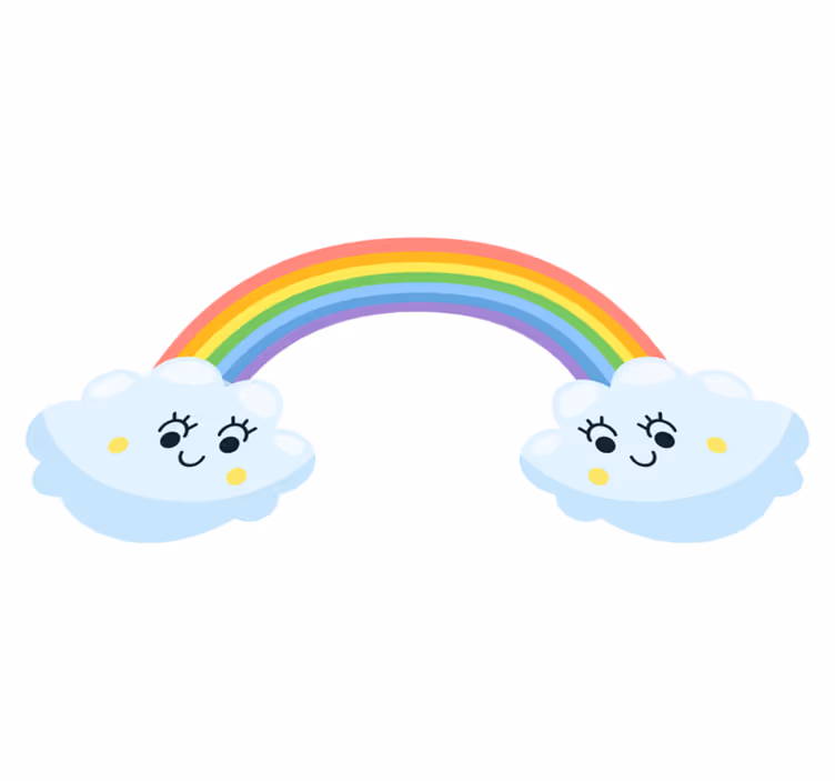Kids vinyl carpet with cute clouds and rainbows - TenStickers