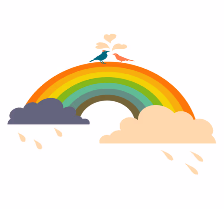Kids vinyl carpet with birds on a rainbow - TenStickers