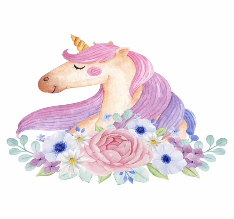 Kids vinyl carpet watercolor unicorn design - TenStickers