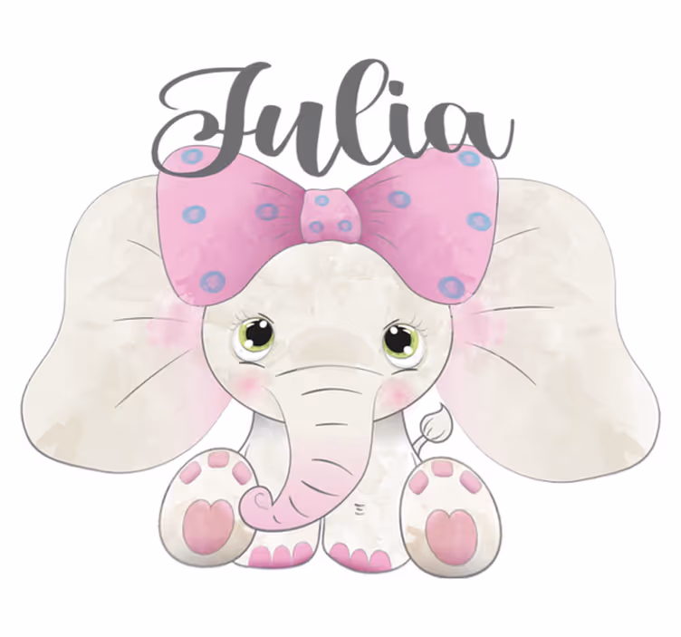 Kids vinyl carpet elephant and baby personalized - TenStickers