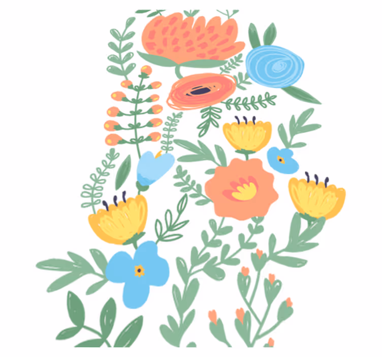 Kids vinyl carpet floral door sticker - TenStickers