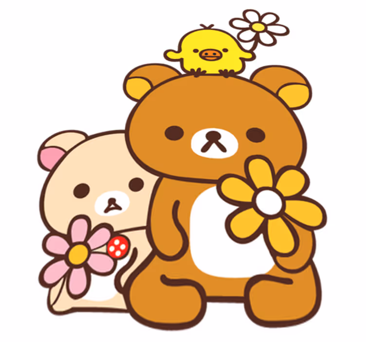 Kids vinyl carpet baby bears with bird design - TenStickers