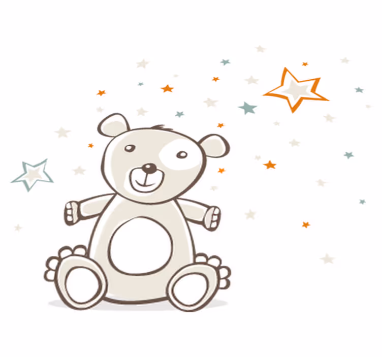Kids vinyl carpet teddy bear with stars - TenStickers