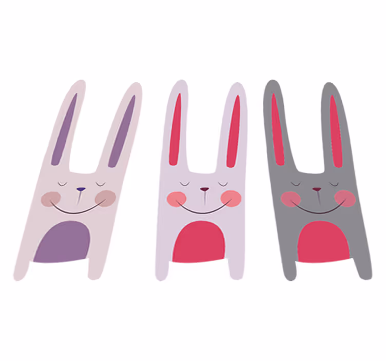 Kids vinyl carpet three cheerful rabbits - TenStickers