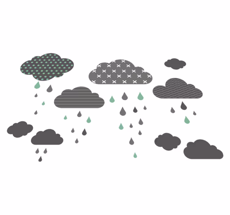 Kids vinyl carpet grey rainy clouds design - TenStickers