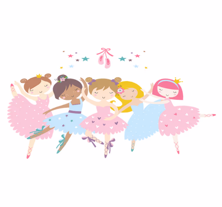 Kids vinyl carpet with colorful ballet stars illustration - TenStickers