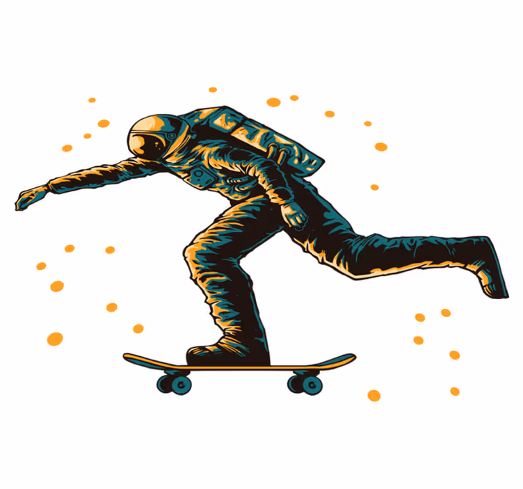 Kids vinyl carpet astronaut skateboarding design - TenStickers