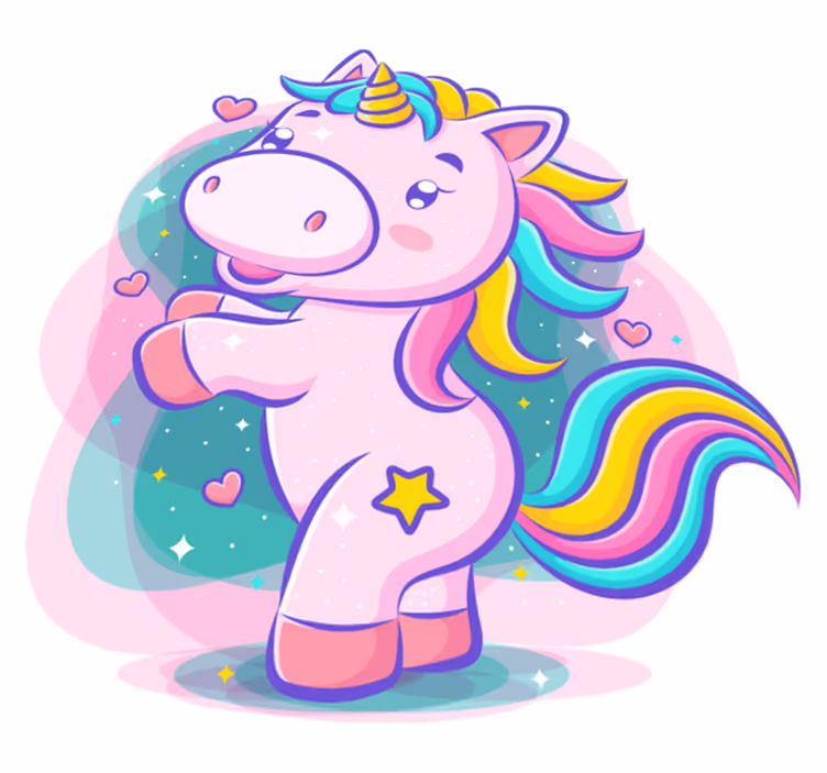 Kids vinyl carpet smiling cartoon unicorn colorful - TenStickers