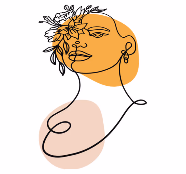 Bedroom vinyl carpet minimalistic woman portrait - TenStickers
