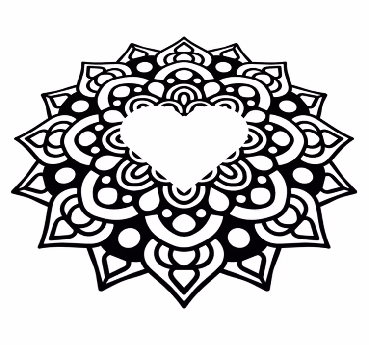 Bedroom vinyl carpet with heart-shaped mandala - TenStickers