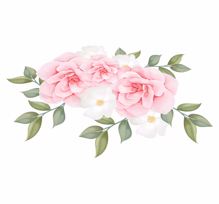Bedroom vinyl carpet with elegant pink flowers - TenStickers