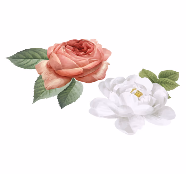 Bedroom vinyl carpet with white and pink roses - TenStickers