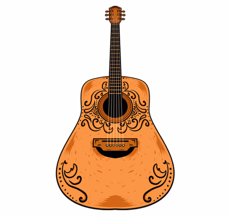 Bedroom vinyl carpet in orange guitar design - TenStickers