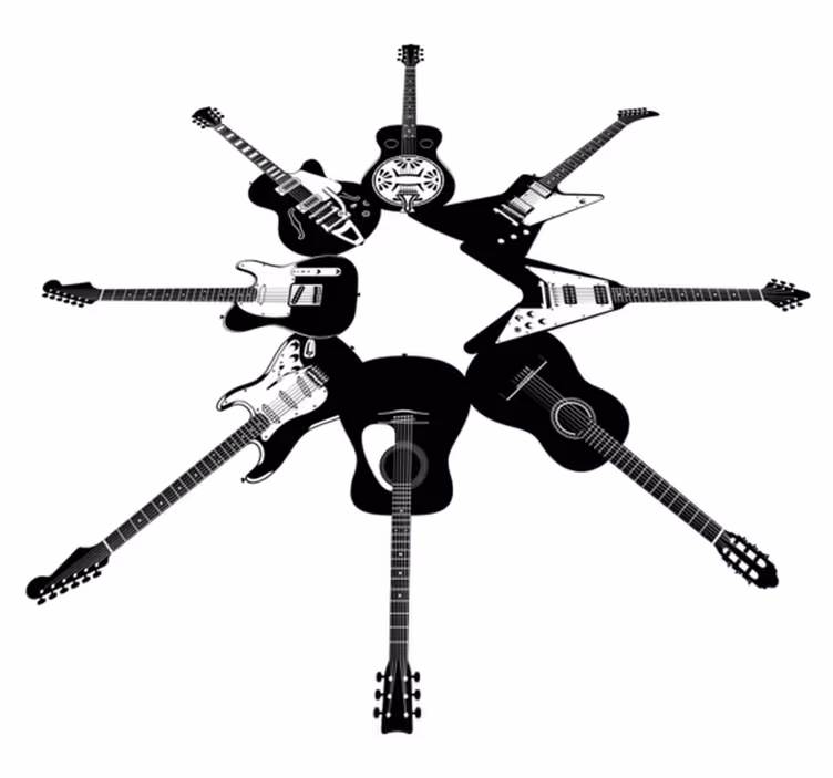 Bedroom vinyl carpet guitars in a circle - TenStickers