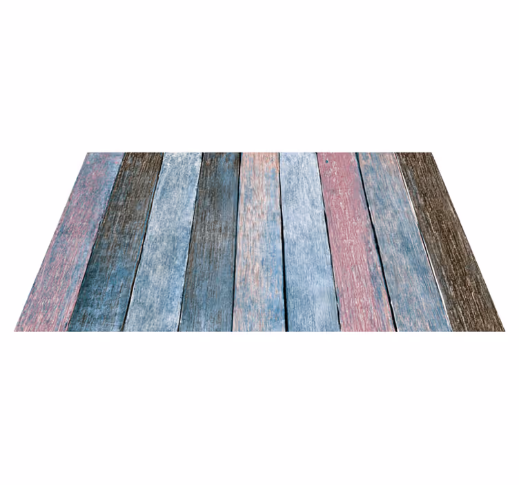 Bedroom vinyl carpet in rustic colorful wood design - TenStickers