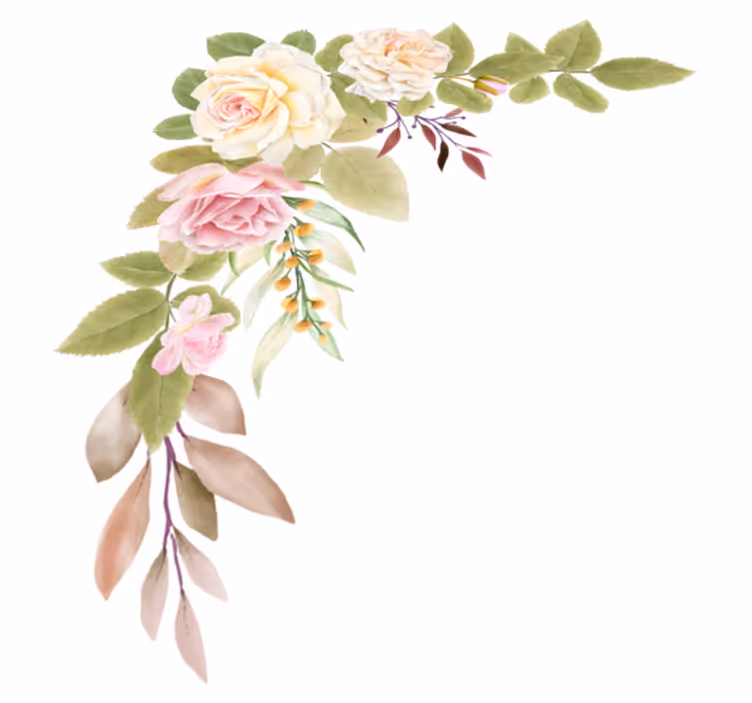 Bedroom vinyl carpet with pink and white roses - TenStickers