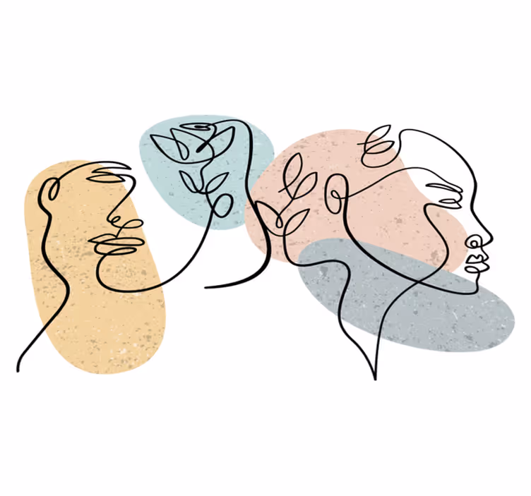 Bedroom vinyl carpet with line art women faces - TenStickers
