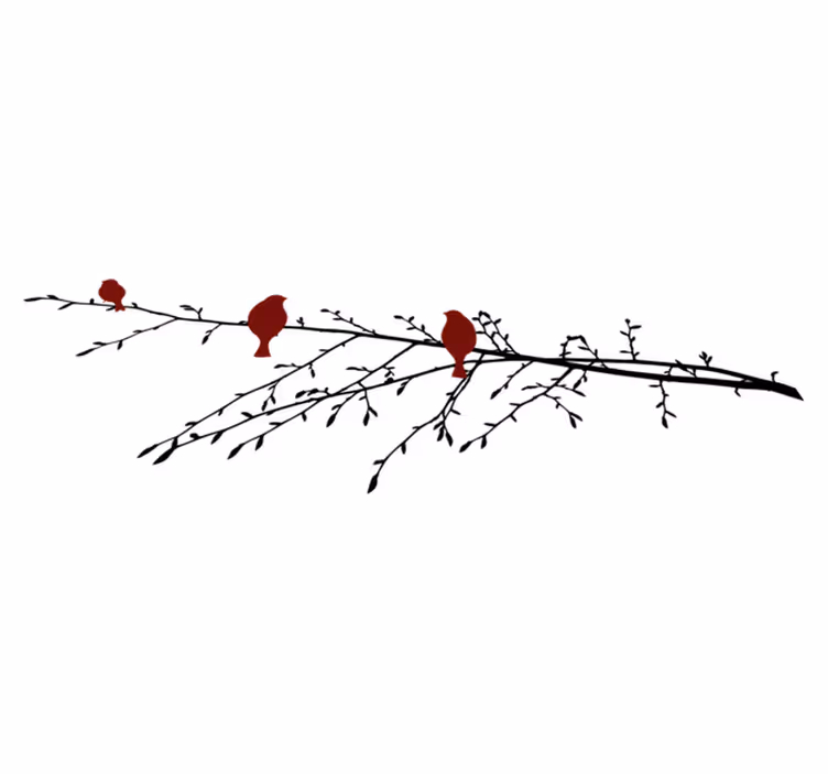 Bedroom vinyl carpet with red birds on branch - TenStickers
