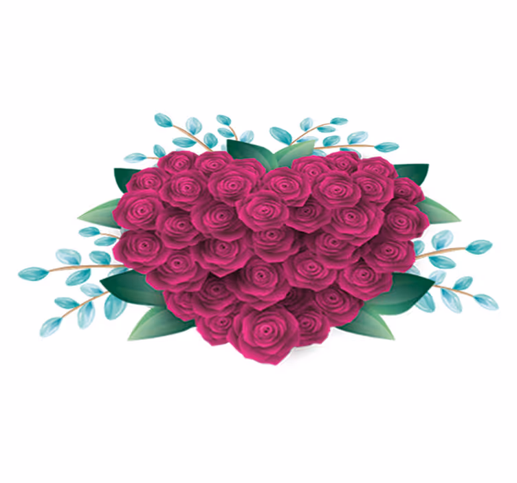 Bedroom vinyl carpet heart crown with roses - TenStickers