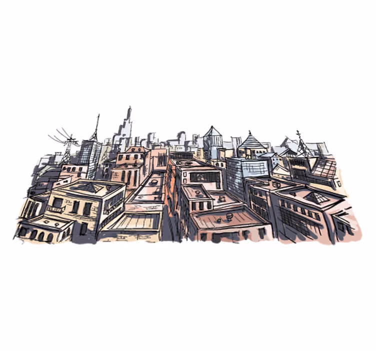 Aquarella city bedroom vinyl carpet - TenStickers