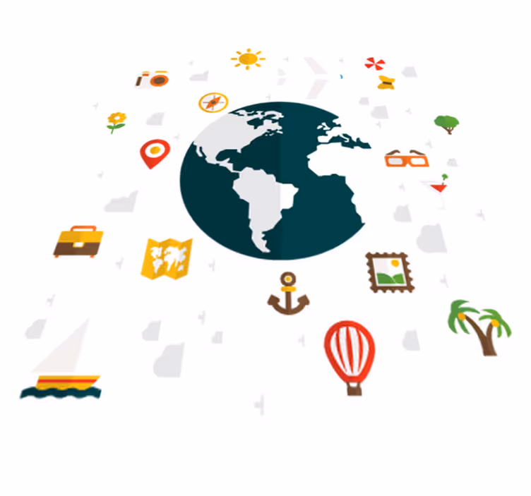 Bedroom vinyl carpet travel the world - TenStickers