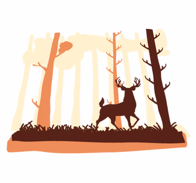 Bedroom vinyl carpet forest and deer design - TenStickers