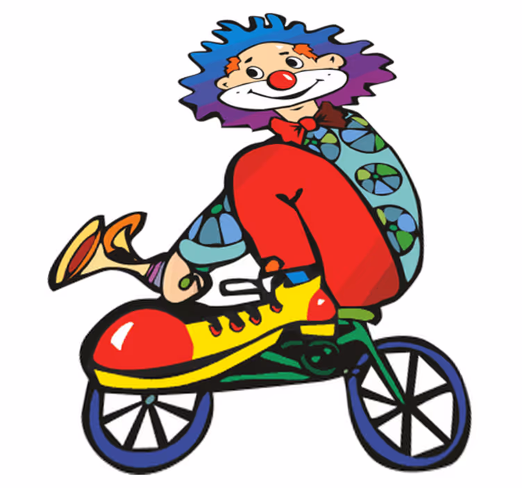 Kids vinyl carpet clown riding a bike - TenStickers