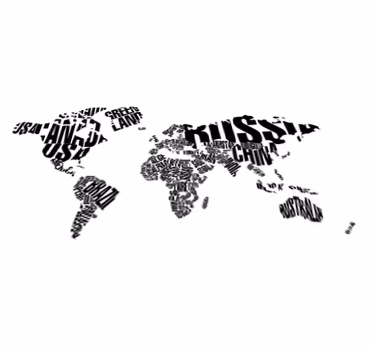 World map vinyl carpet with country names - TenStickers