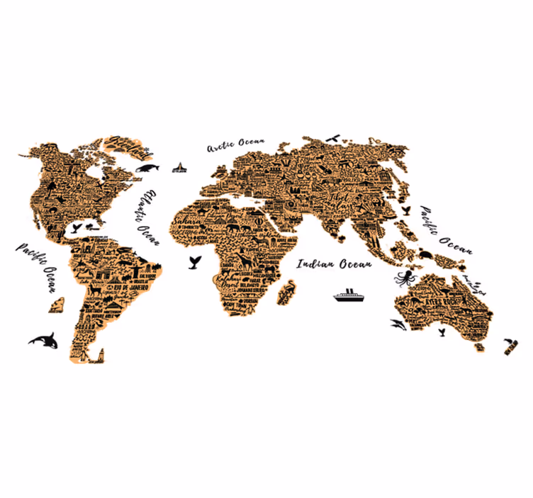 World map vinyl carpet with text profile design - TenStickers