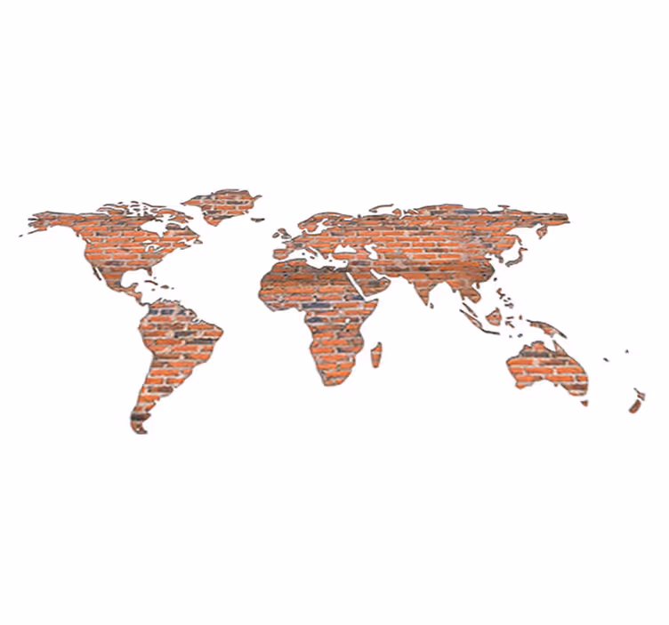 World map vinyl carpet brick wall mural - TenStickers
