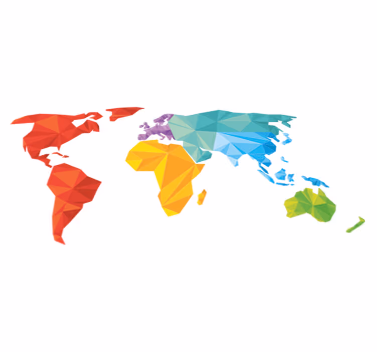 World map vinyl carpet geometric world map vinyl - TenStickers