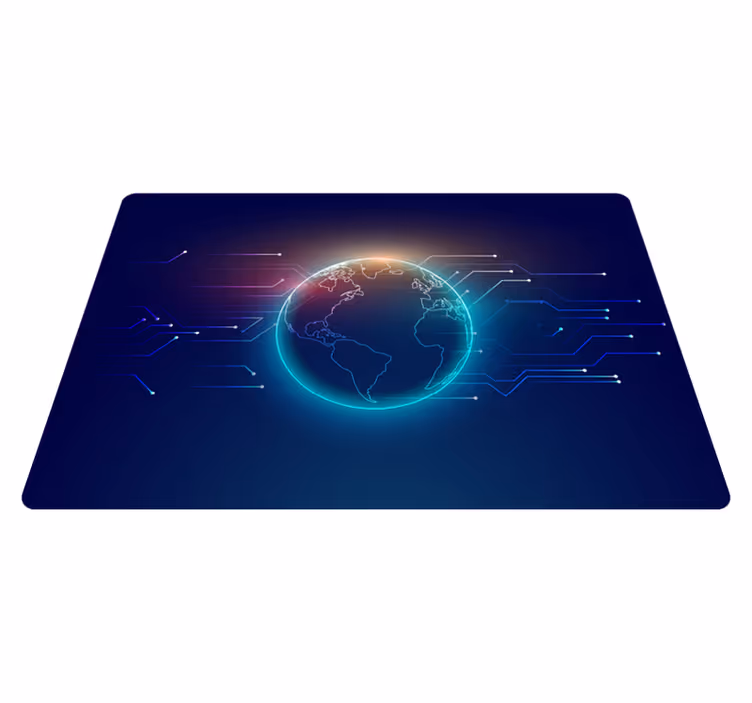 World map vinyl carpet geometric telecommunications map - TenStickers