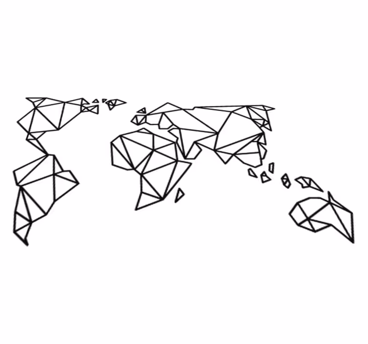 World map vinyl carpet origami world map decor - TenStickers