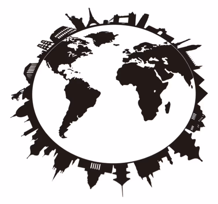 World map vinyl carpet with landmarks - TenStickers