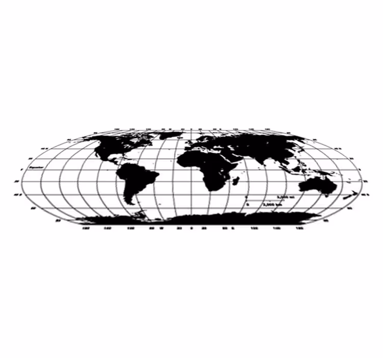 World map vinyl carpet monochrome world map decor - TenStickers