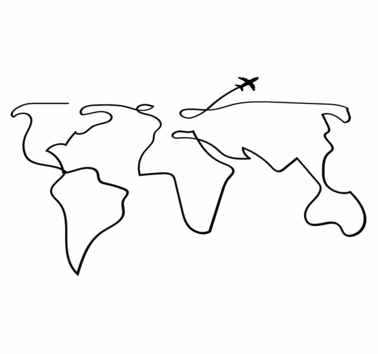 World map vinyl carpet with airplane design - TenStickers