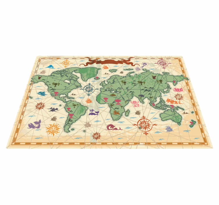 World map vinyl carpet classic world map vinyl - TenStickers