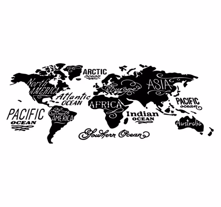World map vinyl carpet with detailed features - TenStickers