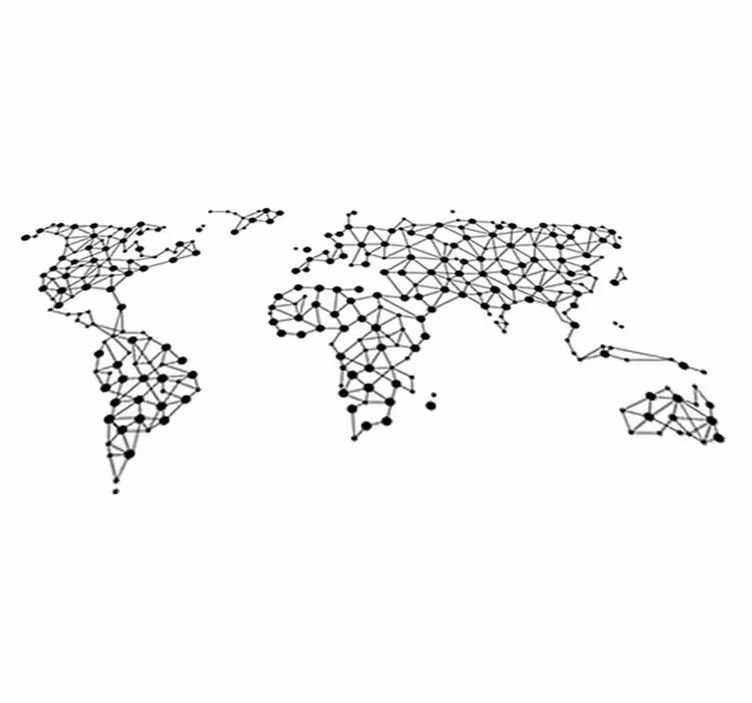 World map vinyl carpet with linked connections - TenStickers