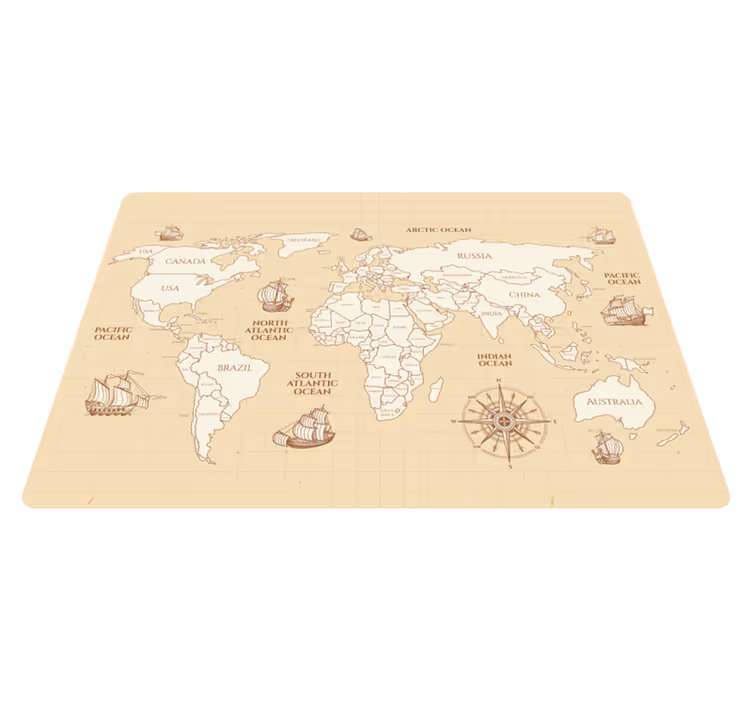 World map vinyl carpet antique world map with countries - TenStickers