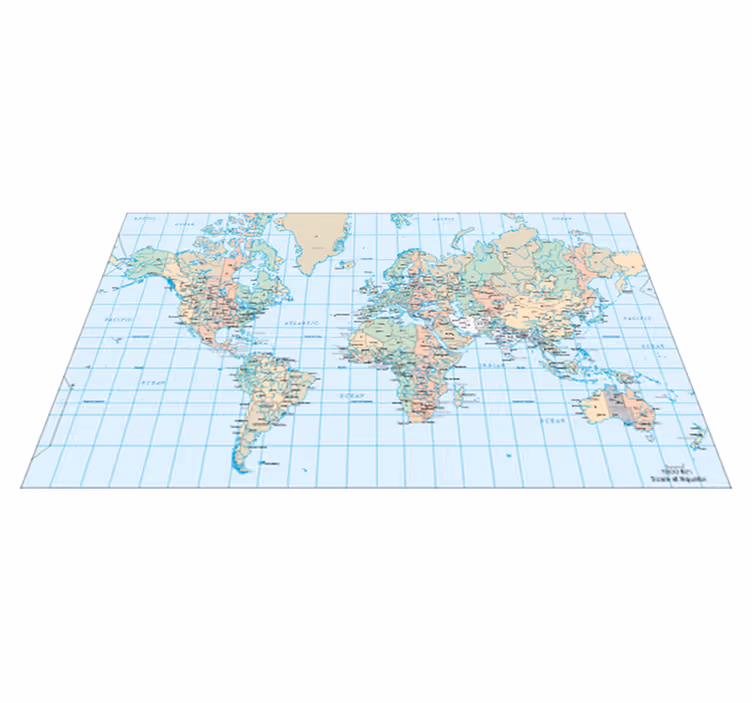 World map vinyl carpet english schedule - TenStickers
