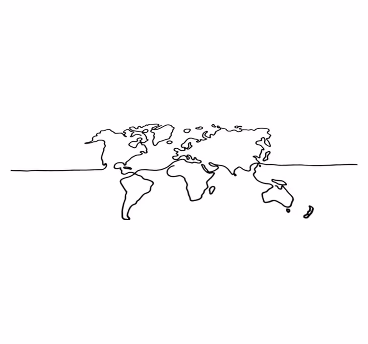World map vinyl carpet in line art design - TenStickers