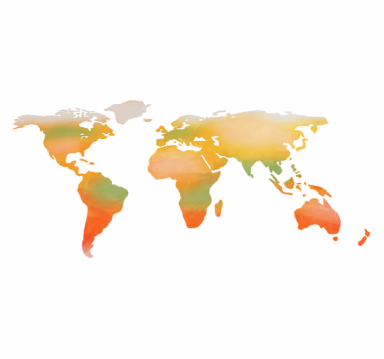 World map vinyl carpet in warm color tones - TenStickers