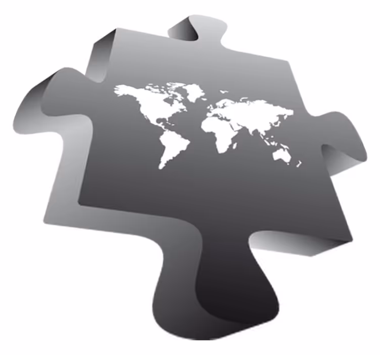World map vinyl carpet black puzzle piece - TenStickers