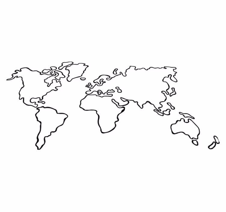 World map vinyl carpet in monochrome design - TenStickers