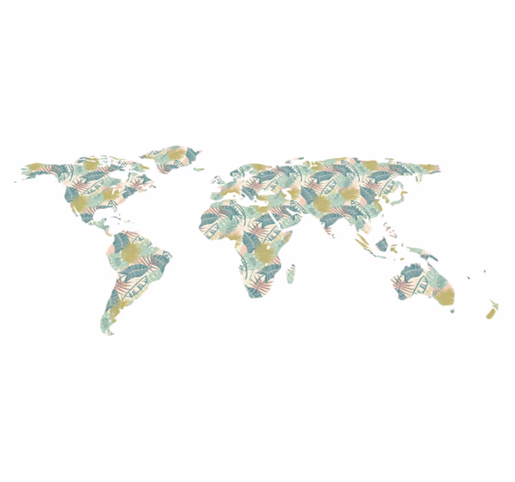 World map vinyl carpet tropical map - TenStickers