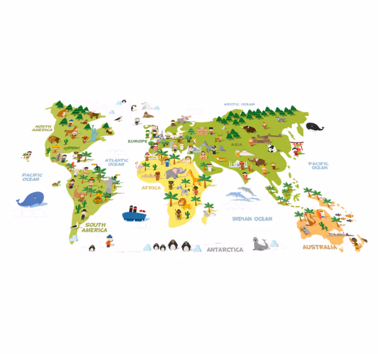 World map vinyl carpet people map in english - TenStickers
