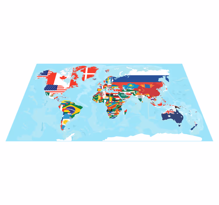 World map vinyl carpet with flags design - TenStickers