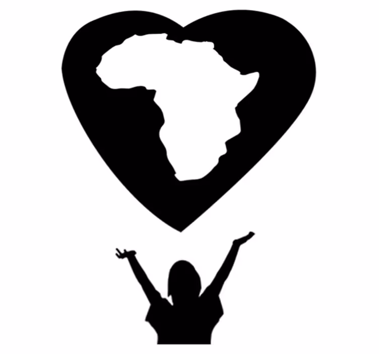 World map vinyl carpet africa heart design - TenStickers